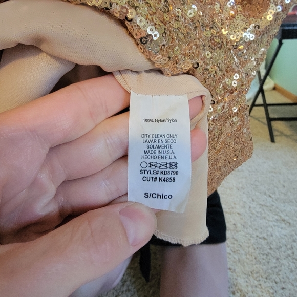 Gold Sequined Night Out Dress- Small - Picture 6 of 7